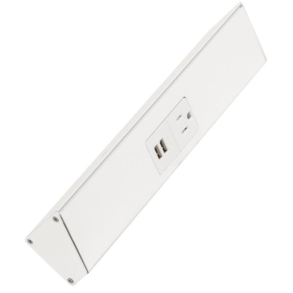 12" 15 amp 120 volt White USB/Standard Under Cabinet Power Strip